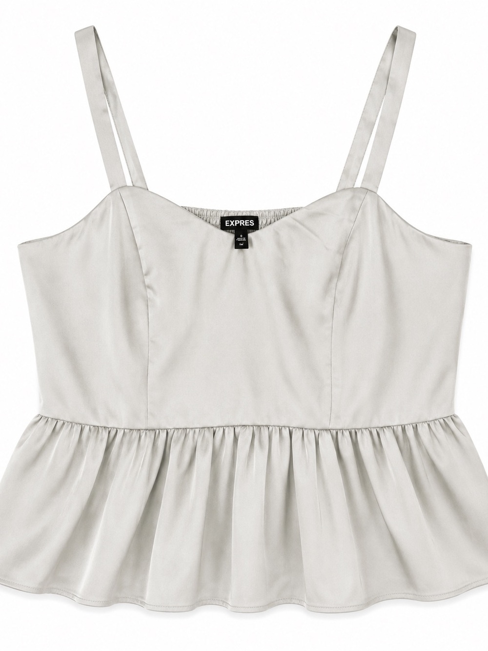 Express Silver Satin Peplum Cami
